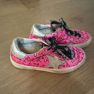 Golden Goose May Hearts Print Leather Star Laminated Sneakers size 26